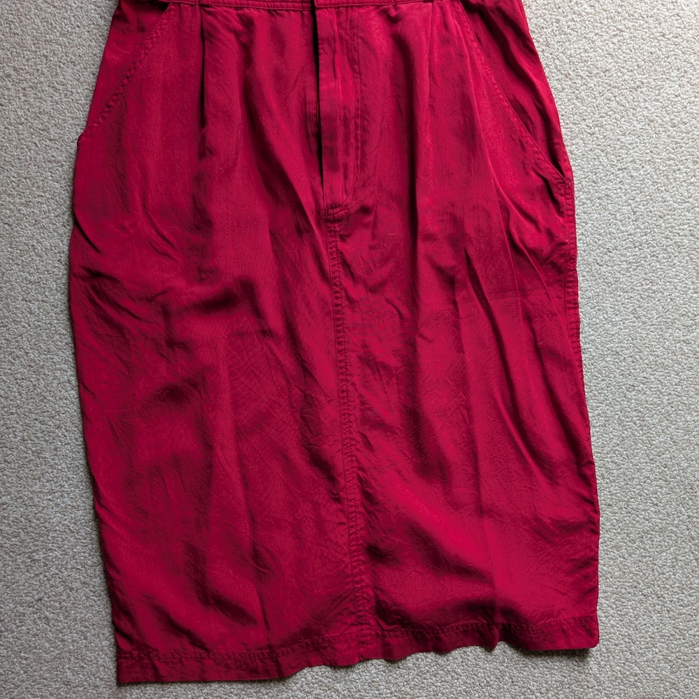 Vintage Red Silk Skirt